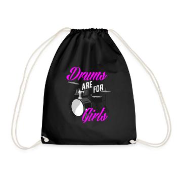 Drums Girl Drummer Gift - Drawstring Bag - black - Front