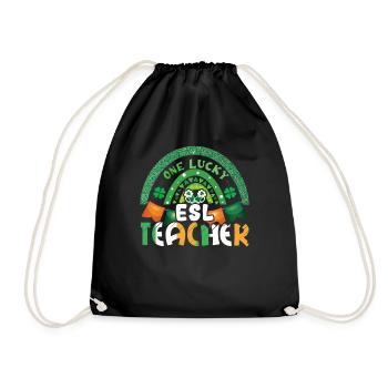 Saint Patrick Day Rainbow Clover Lucky Teacher - Turnbeutel - Schwarz - Vorne