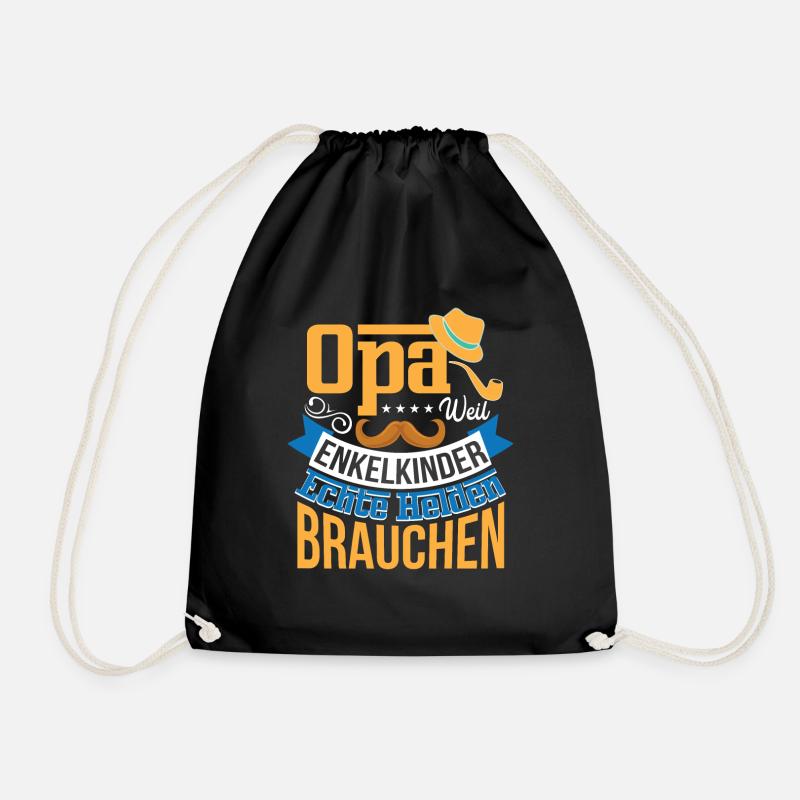 Opa Weil Enkelkinder Echte Helden Brauchen - Turnbeutel - Schwarz