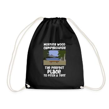 Funny Camping Morning Wood - Drawstring Bag - black - Front