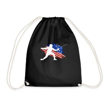 Fencer American Flag T-Shirt I Proud - Drawstring Bag - black - Front