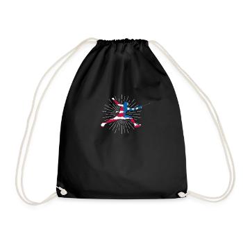 American Flag Fencing T-shirt Fencing Sabre - Drawstring Bag - black - Front