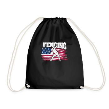 Fencing Swordsman USA Fencer American - Drawstring Bag - black - Front