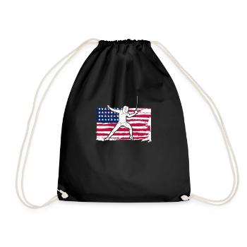 Fechten Amerikanische Flagge Fechter USA Florett - Turnbeutel - Schwarz - Vorne