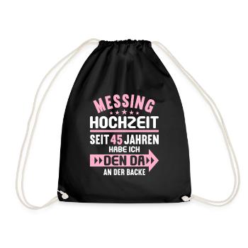 45 verheiratet Messing Hochzeit 45.Hochzeitstag - Turnbeutel - Schwarz - Vorne