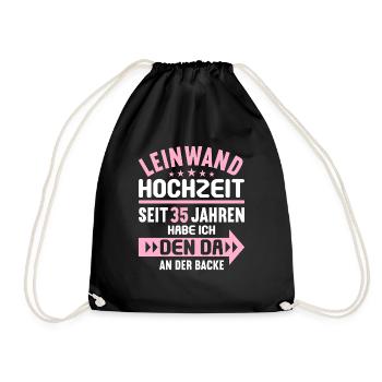 35 verheiratet Leinwand Hochzeit 35.Hochzeitstag - Turnbeutel - Schwarz - Vorne