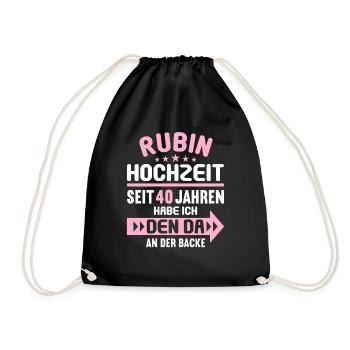 40 verheiratet Rubin Hochzeit 40.Hochzeitstag - Turnbeutel - Schwarz - Vorne