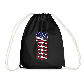 Drag Racing Race Car American Flag - Drawstring Bag - black - Front