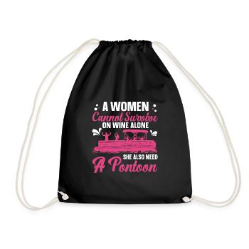 Pontoon Queen -Boat Pontoon -Women - Drawstring Bag - black - Front