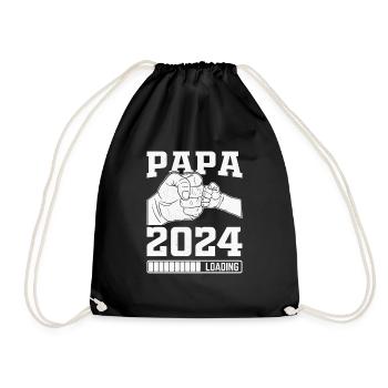 Schwangerschaft Werdende Eltern Geschenk Papa 2024 - Turnbeutel - Schwarz - Vorne