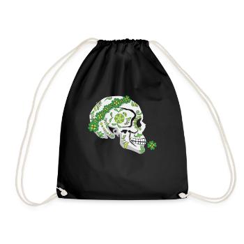 Flower Sugar Bone Shamrock Saint Patrick Day - Sac de sport léger - noir - Devant