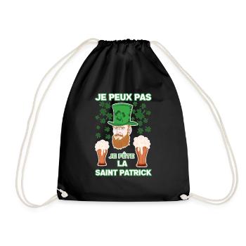 I Can't I Celebrate Saint Patrick Day Beer Love - Drawstring Bag - black - Front