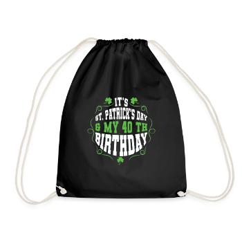 Birth Age 40 Shamrock Saint Patrick Day - Drawstring Bag - black - Front