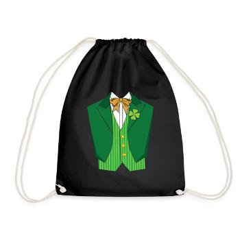 Costume Saint Paddy Shamrock Saint Patricks - Drawstring Bag - black - Front