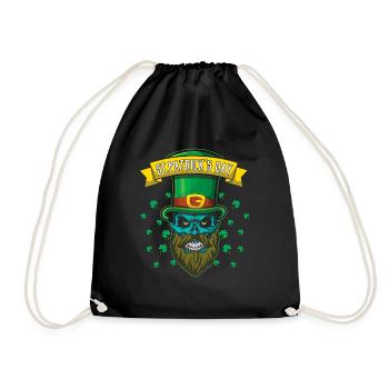 Knochenbärtiges irisches Kleeblatt Saint Patrick Tag - Turnbeutel - Schwarz - Vorne
