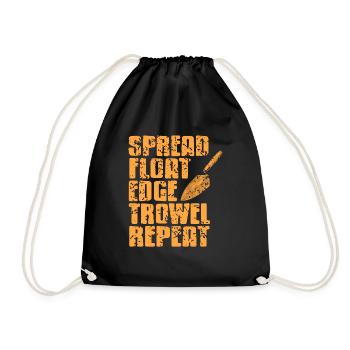 Spread Float Edge Trowel Repeat Retro Funny Mason - Drawstring Bag - black - Front