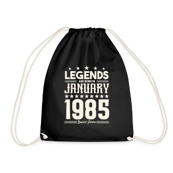 Gift legend January 1985. gift January 1985. - Drawstring Bag - black - Front