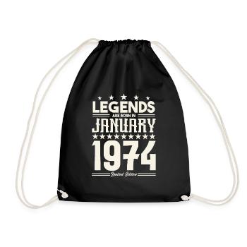 Geschenklegende Januar 1974. Geschenk Januar 1974. - Turnbeutel - Schwarz - Vorne