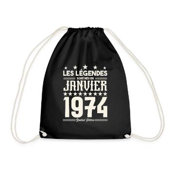 cadeau d'anniversaire janvier 1974. Janvier 1974. - Sac de sport léger - noir - Devant