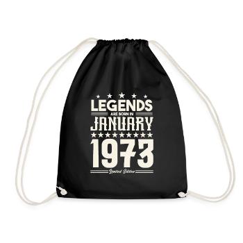 Geschenklegende Januar 1973. Geschenk Januar 1973. - Turnbeutel - Schwarz - Vorne