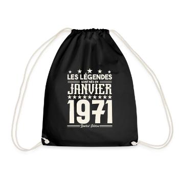 cadeau d'anniversaire janvier 1971. Janvier 1971. - Sac de sport léger - noir - Devant