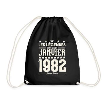 cadeau d'anniversaire janvier 1982. Janvier 1982. - Sac de sport léger - noir - Devant
