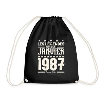 cadeau d'anniversaire janvier 1987. Janvier 1987. - Sac de sport léger - noir - Devant