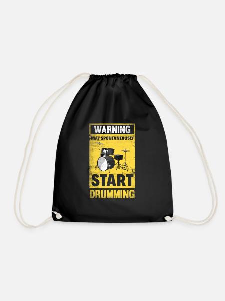 Drums Drummer Gift - Drawstring Bag - black