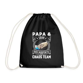 Papa und Sohn Chaos Team Vatertag - Turnbeutel - Schwarz - Vorne