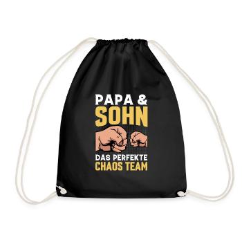 Papa und Sohn Chaos Team Geschenk - Turnbeutel - Schwarz - Vorne