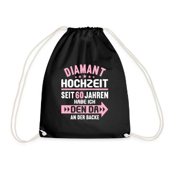 60 verheiratet Diamant Hochzeit 60.Hochzeitstag - Turnbeutel - Schwarz - Vorne