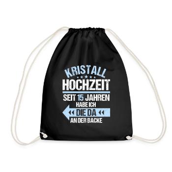 15 Verheiratete Kristall Hochzeit 15. Hochzeitstag - Turnbeutel - Schwarz - Vorne