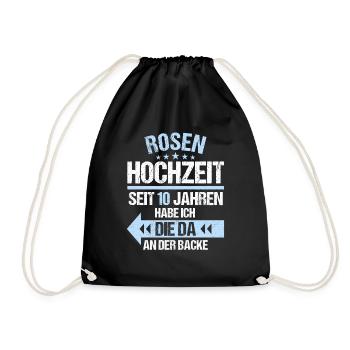 10 verheiratet Rosen Hochzeit 10.Hochzeitstag - Turnbeutel - Schwarz - Vorne