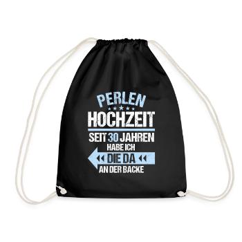 30 verheiratet Perlen Hochzeit 30.Hochzeitstag - Turnbeutel - Schwarz - Vorne