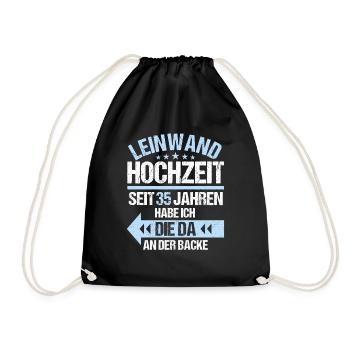 35 verheiratet Leinwand Hochzeit 35.Hochzeitstag - Turnbeutel - Schwarz - Vorne