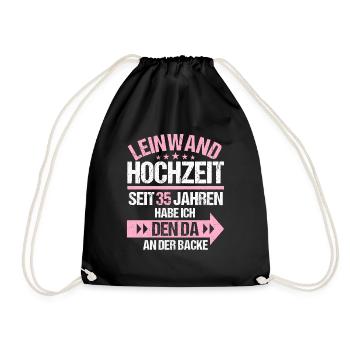 35 verheiratet Leinwand Hochzeit 35.Hochzeitstag - Turnbeutel - Schwarz - Vorne