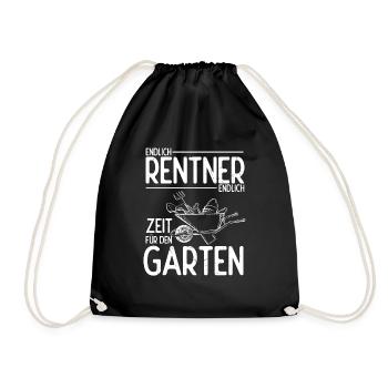 Endlich Rentner! Endlich Zeit Für Den Garten - Gar - Turnbeutel - Schwarz - Vorne