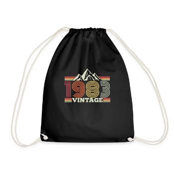 1983 Birthday Mountains Hiking Climbing - Drawstring Bag - black - Front