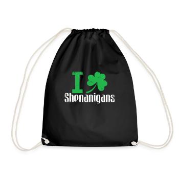 Shamrock I Love Shenanigans Clover Saint Patricks - Drawstring Bag - black - Front
