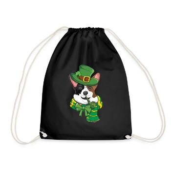 Cute Irish Corgi Happy Saint Patrick Day - Turnbeutel - Schwarz - Vorne
