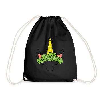 Unicorn Kids Kawaii Clover Saint Patrick Day - Turnbeutel - Schwarz - Vorne
