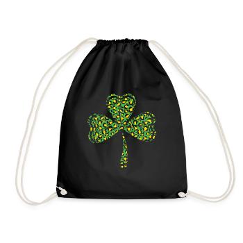 Pattern Leopard Shamrock Luck Saint Patrick Day - Drawstring Bag - black - Front