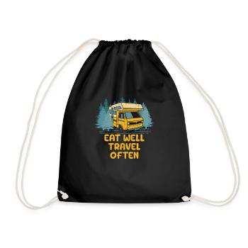 Bien manger Voyager Souvent drôle Voyage Humour Voyager - Sac de sport léger - noir - Devant