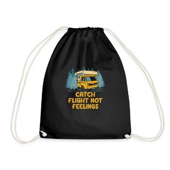 Flight Not Feelings Funny Trip Humor Travel - Drawstring Bag - black - Front