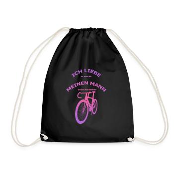 Rennrad Liebe meinen Mann! Perspektive Rosa - Turnbeutel - Schwarz - Vorne