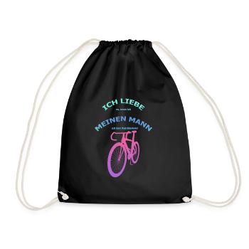 Rennrad Liebe meinen Mann! Perspektive Türkis-Rosa - Turnbeutel - Schwarz - Vorne