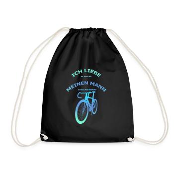 Rennrad Liebe meinen Mann! Perspektive Türkis - Turnbeutel - Schwarz - Vorne