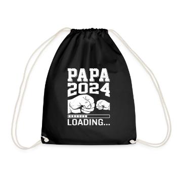 Schwangerschaft Werdende Eltern Geschenk Papa 2024 - Turnbeutel - Schwarz - Vorne