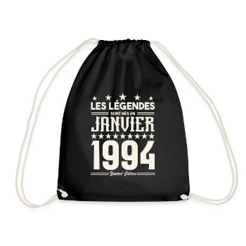 cadeau d'anniversaire janvier 1994. Janvier 1994. - Sac de sport léger - noir - Devant