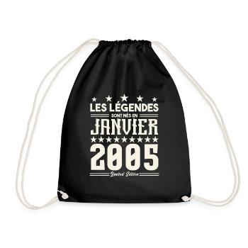 cadeau d'anniversaire janvier 2005. Janvier 2005. - Sac de sport léger - noir - Devant
